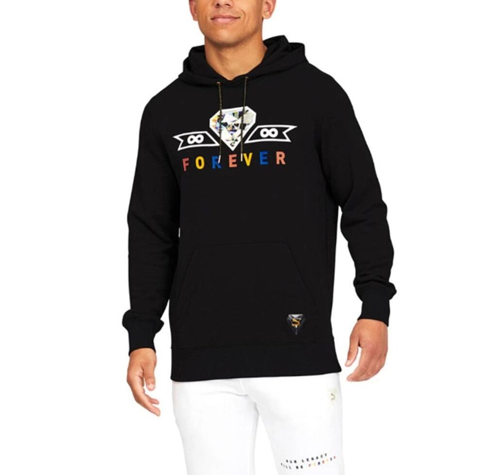 Puma Men’s Black Classics Forever Diamond Pullover Hoodie Size S